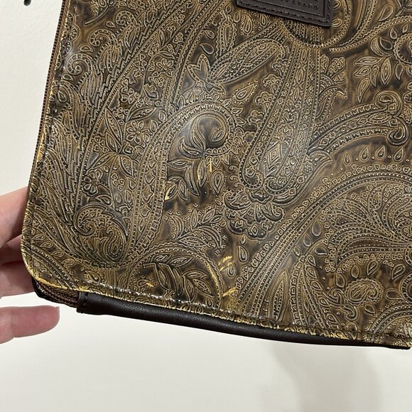 Relic Fossil Organizer Purse Brown Embossed Leather Shoulder Bag Paisley - Picture 14 of 16
